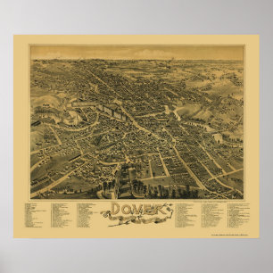 Dover, NH Panorama Map - 1888 Poster