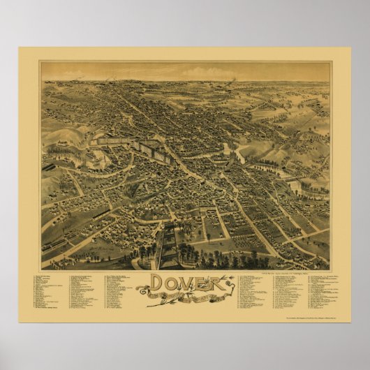 Dover, NH Panorama Map - 1888 Poster (Voorkant)