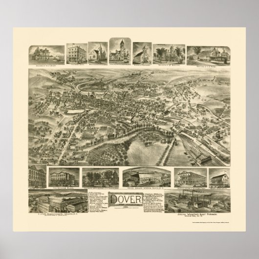 Dover, NJ Panoramic Map - 1903 Poster (Voorkant)