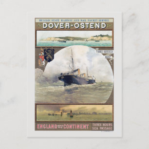 Dover-Oostende Vintage Poster jaren 1910 Briefkaart