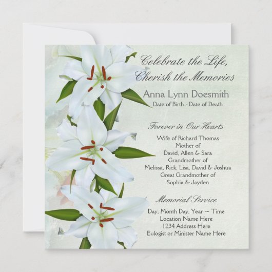 Doveraadsberichten van White Lily Kaart (Voorkant)