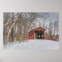 Dovered Bridge Red Snow Photo