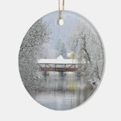 Dovered Bridge Snow Photo Keramisch Ornament (Links)