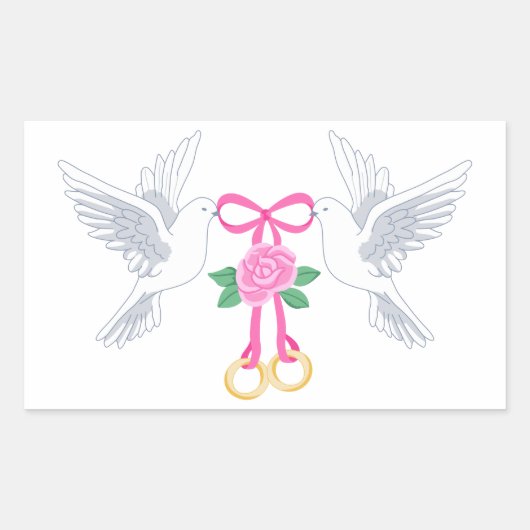 Doves and Wedding Rings Rechthoekige Sticker (Voorkant)