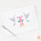 Doves and Wedding Rings Rechthoekige Sticker (Envelop)