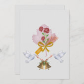 Doves & Bells Flat Holiday Kaart (Voorkant / Achterkant)