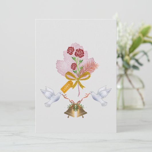 Doves & Bells Flat Holiday Kaart (Staand voorkant)