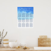 Doves & Blue Waterverf Wedding Seating Chart Poster (Keuken)