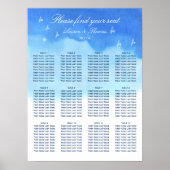 Doves & Blue Waterverf Wedding Seating Chart Poster (Voorkant)