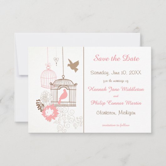 Doves & Cages - 3x5 Save the Date (Voorkant)