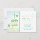 Doves & Cages Teal - 3x5 Bruiloft Uitnodiging (Voorkant)