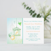 Doves & Cages Teal - 3x5 Bruiloft Uitnodiging (Staand voorkant)