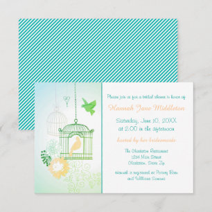 Doves & Cages Teal - 3x5 Bruiloft Uitnodiging