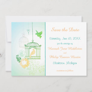 Doves & Cages Teal - Sla de datum op Save The Date
