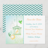 Doves & Cages Teal - Sla de datum op Save The Date (Voorkant / Achterkant)