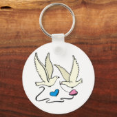 Doves Carry Wedding Hearts Sleutelhanger (Voorkant)