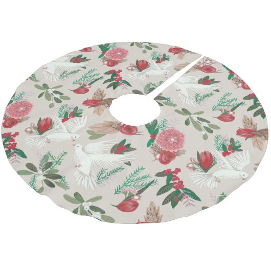 Doves floral Kerstbeige Kerstboom Rok (Gekanteld)
