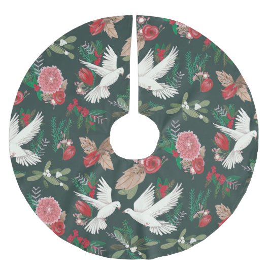 Doves floral Kerstgreen Kerstboom Rok (Voorkant)
