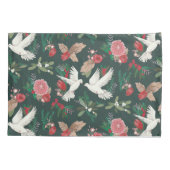 Doves floral Kerstred green Pillow Hoesje Kussensloop (Achterkant)