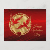 Doves Gold Red Heart Valentijn Feestdagenkaart (Voorkant)