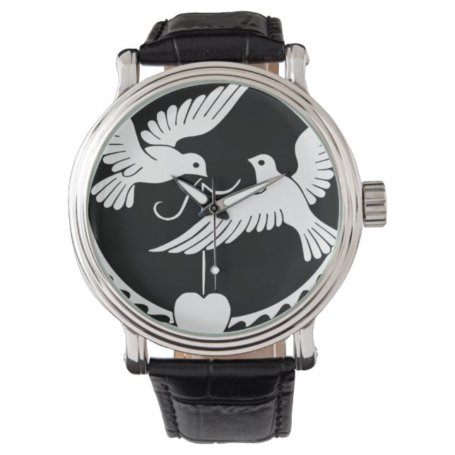 Doves Heart Dance Peace Love Party Destiny Horloge (Voorkant)