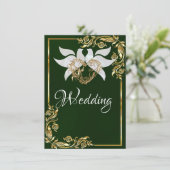 Doves, Heart & Gold Frame on Emerald Green Kaart (Staand voorkant)