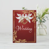 Doves, Heart & Gold Frame on Ruby Red Kaart (Staand voorkant)