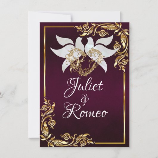 Doves, Heart, & Gold Leaves on Royal Purple Kaart (Voorkant)