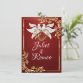 Doves, Heart, & Gold Leaves on Ruby Red Kaart (Staand voorkant)