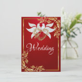 Doves, Heart & Gold Lijst op Crimson Red Kaart (Staand voorkant)