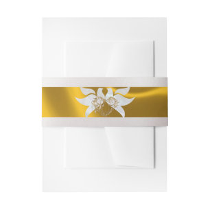 Doves & Heart op een gouden bruiloft Uitnodigingen Wikkel