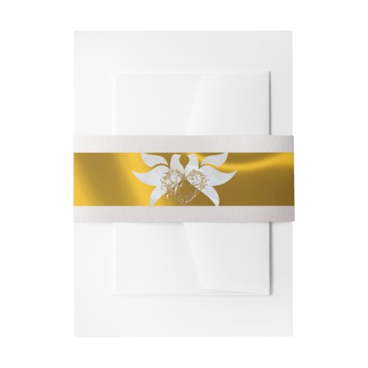 Doves & Heart op een gouden bruiloft Uitnodigingen Wikkel (Voorkant Voorbeeld)