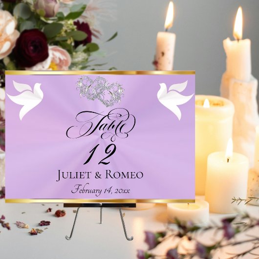 Doves & Hearts - Lavender/Silver Kaart