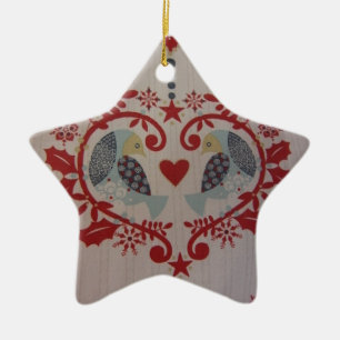 Doves & Hearts - Pennsylvania Dutch Keramisch Ornament