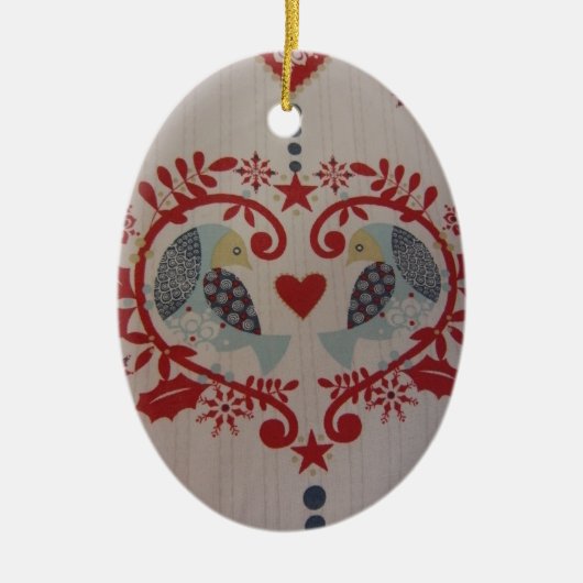 Doves & Hearts - Pennsylvania Dutch Keramisch Ornament (Voorkant)