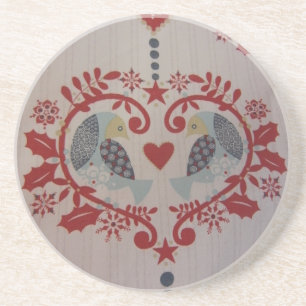 Doves & Hearts - Pennsylvania Dutch Zandsteen Onderzetter