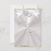 Doves & Hearts - Wit/Zilver Bedankkaart (Voorkant)