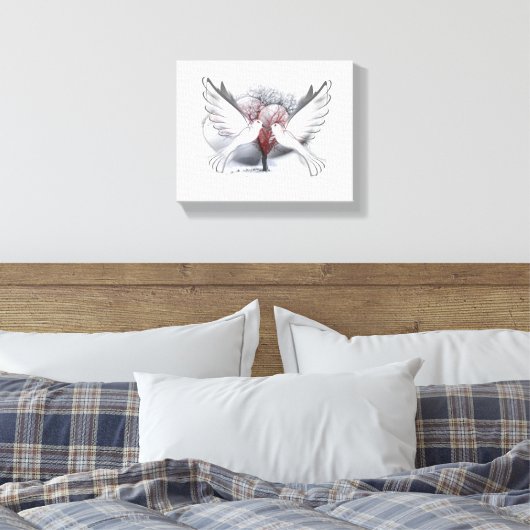 Doves in Love Canvas Afdruk (Insitu (Slaapkamer))