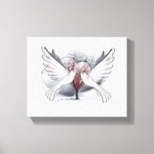 Doves in Love Canvas Afdruk