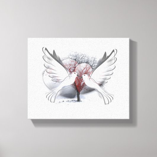 Doves in Love Canvas Afdruk (Voorkant)