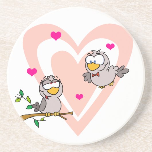 Doves in Love Zandsteen Onderzetter (Voorkant)