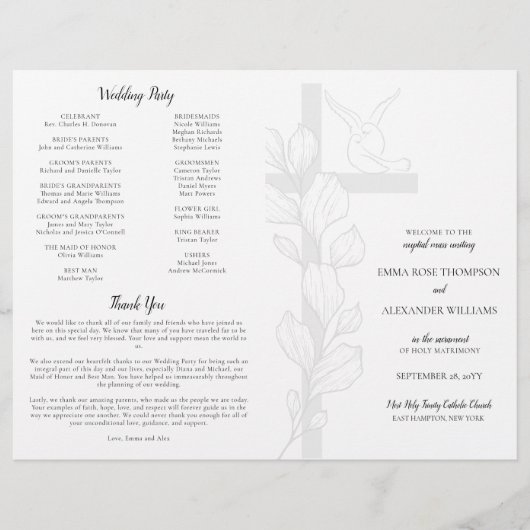 Doves katholieke bruiloft-ceremonie met massaprogr (Voorkant)