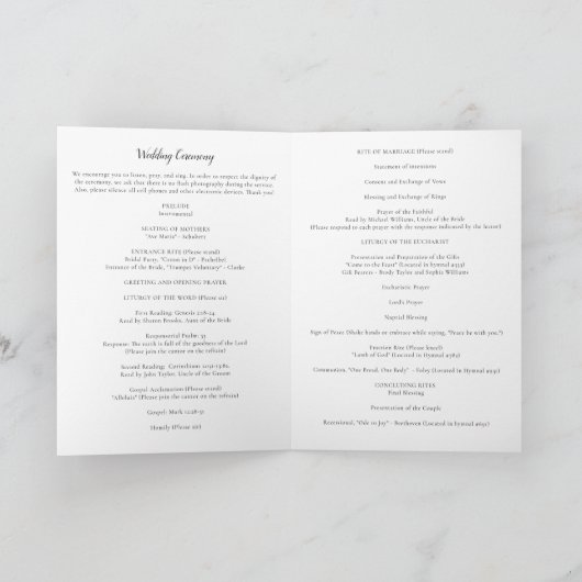 Doves katholieke bruiloft-ceremonie met massaprogr programma (Binnen)