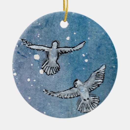 Doves keramisch siermiddel ornament (Voorkant)