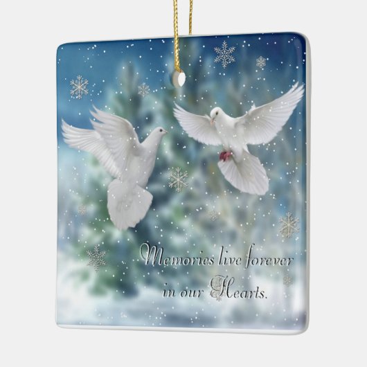 Doves kerstversiering keramisch ornament (Links)