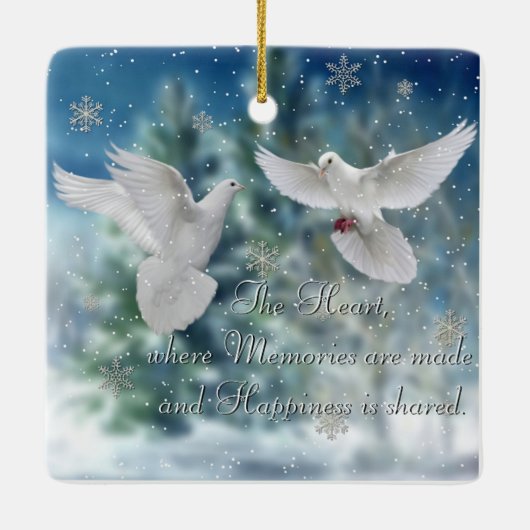 Doves kerstversiering keramisch ornament (Achterkant)