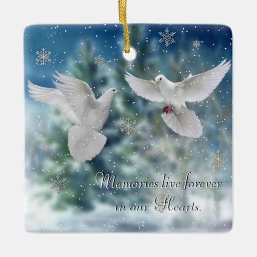 Doves kerstversiering keramisch ornament (Voorkant)