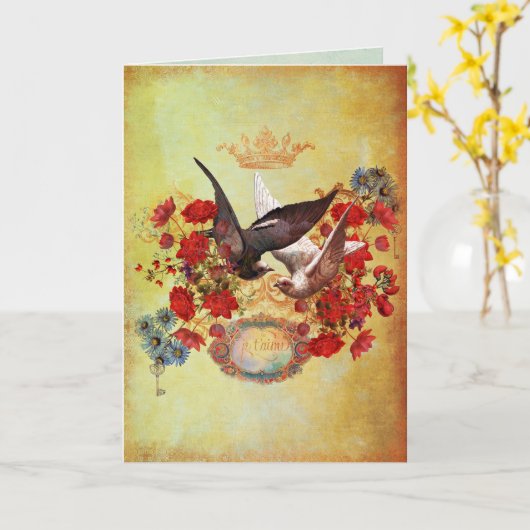 Doves of Love Kaart (Gele Bloem)