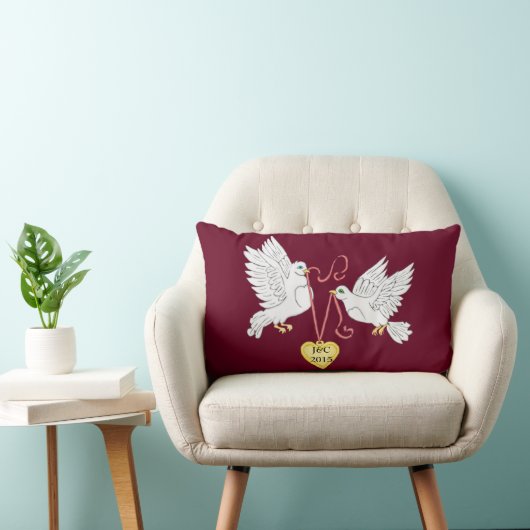 Doves of Love Personalize Lumbar Pillow Kussen (Stoel)