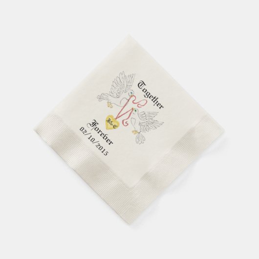 Doves of Love Personalized Napkins Servetten (Hoek)